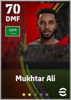 Mukhtar Ali eFootball 2026 player card — 70 OVR DMF