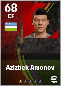 Azizbek Amonov eFootball 2026 player card — 68 OVR CF