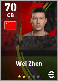 Wei Zhen eFootball 2026 player card — 70 OVR CB