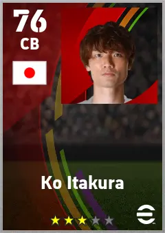 Ko Itakura eFootball 2026 player card — 76 OVR CB