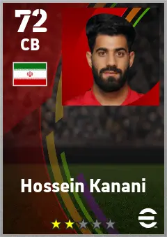 Hossein Kanani eFootball 2026 player card — 72 OVR CB
