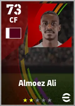 Almoez Ali eFootball 2026 player card — 73 OVR CF
