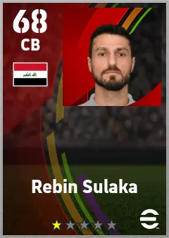 Rebin Sulaka eFootball 2026 player card — 68 OVR CB