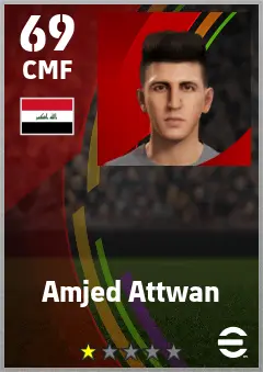 Amjed Attwan eFootball 2026 player card — 69 OVR CMF