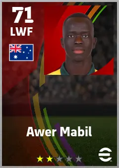 Awer Mabil eFootball 2026 player card — 71 OVR LWF