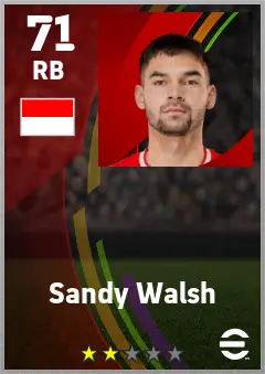 Sandy Walsh eFootball 2026 player card — 71 OVR RB