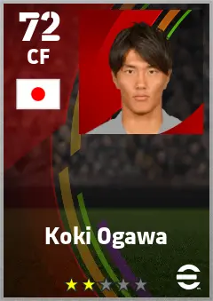 Koki Ogawa eFootball 2026 player card — 72 OVR CF