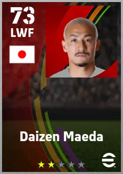Daizen Maeda eFootball 2026 player card — 73 OVR LWF