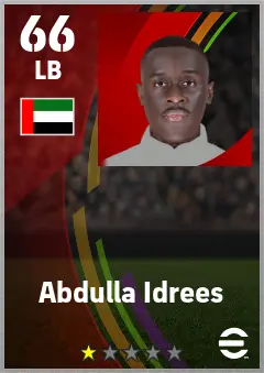 Abdulla Idrees eFootball 2026 player card — 66 OVR LB