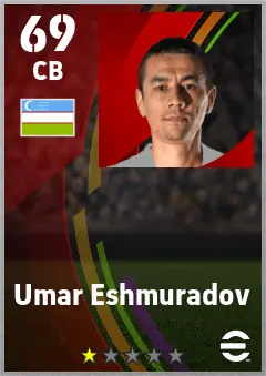 Umar Eshmuradov eFootball 2026 player card — 69 OVR CB