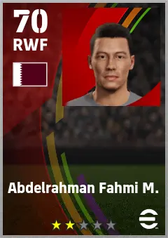 Abdelrahman Fahmi M. eFootball 2026 player card — 70 OVR RWF