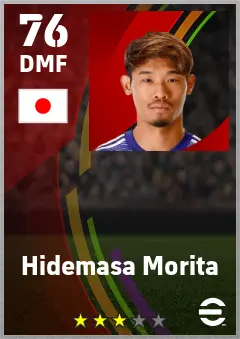 Hidemasa Morita eFootball 2026 player card — 76 OVR DMF