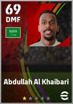 Abdullah Al Khaibari eFootball 2026 player card — 69 OVR DMF