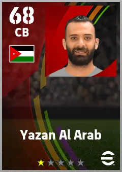 Yazan Al Arab eFootball 2026 player card — 68 OVR CB