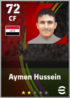 Aymen Hussein eFootball 2026 player card — 72 OVR CF