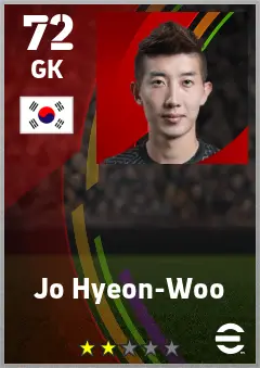 Jo Hyeon-Woo eFootball 2026 player card — 72 OVR GK