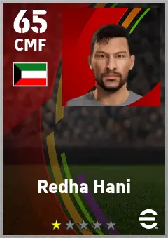 Redha Hani eFootball 2026 player card — 65 OVR CMF