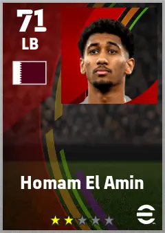 Homam El Amin eFootball 2026 player card — 71 OVR LB