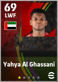 Yahya Al Ghassani eFootball 2026 player card — 69 OVR LWF