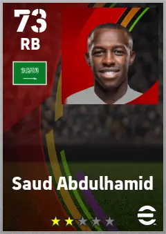 Saud Abdulhamid eFootball 2026 player card — 73 OVR RB