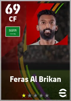 Feras Al Brikan eFootball 2026 player card — 69 OVR CF