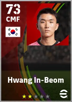 Hwang In-Beom eFootball 2026 player card — 73 OVR CMF
