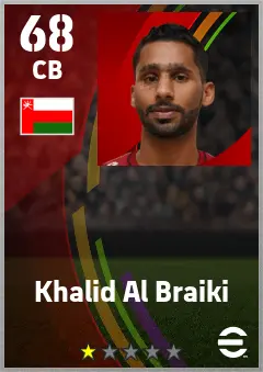 Khalid Al Braiki eFootball 2026 player card — 68 OVR CB