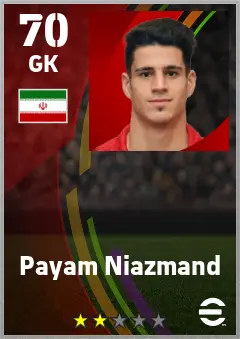 Payam Niazmand eFootball 2026 player card — 70 OVR GK