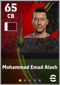 Mohammed Emad Aiash eFootball 2026 player card — 65 OVR CB