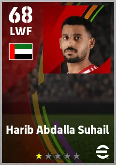 Harib Abdalla Suhail eFootball 2026 player card — 68 OVR LWF