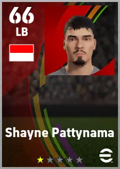 Shayne Pattynama eFootball 2026 player card — 66 OVR LB