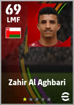 Zahir Al Aghbari eFootball 2026 player card — 69 OVR LMF