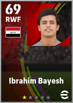 Ibrahim Bayesh eFootball 2026 player card — 69 OVR RWF