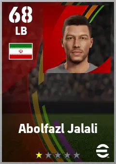 Abolfazl Jalali eFootball 2026 player card — 68 OVR LB