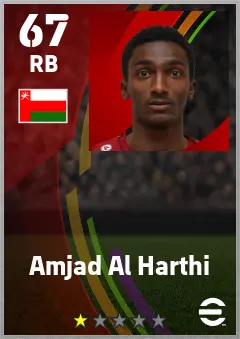Amjad Al Harthi eFootball 2026 player card — 67 OVR RB