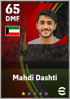 Mahdi Dashti eFootball 2026 player card — 65 OVR DMF