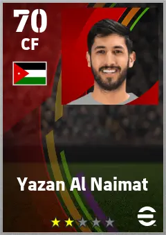 Yazan Al Naimat eFootball 2026 player card — 70 OVR CF