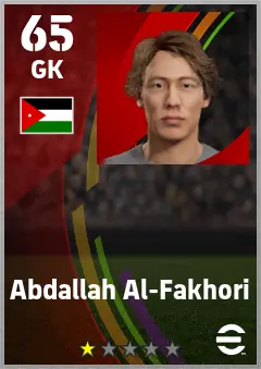 Abdallah Al-Fakhori eFootball 2026 player card — 65 OVR GK