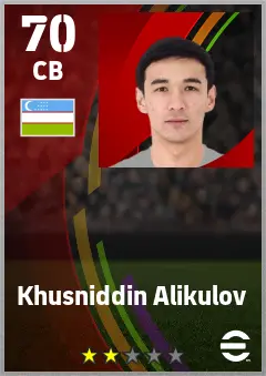 Khusniddin Alikulov eFootball 2026 player card — 70 OVR CB