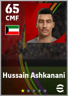 Hussain Ashkanani eFootball 2026 player card — 65 OVR CMF