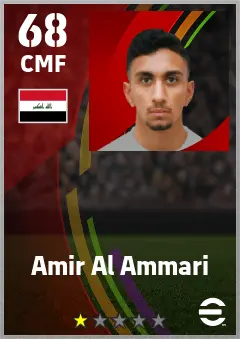Amir Al Ammari eFootball 2026 player card — 68 OVR CMF
