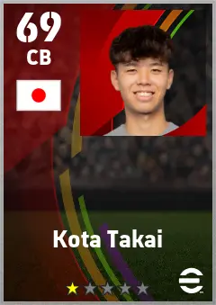 Kota Takai eFootball 2026 player card — 69 OVR CB