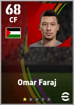 Omar Faraj eFootball 2026 player card — 68 OVR CF