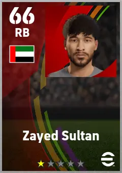 Zayed Sultan eFootball 2026 player card — 66 OVR RB