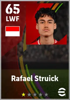 Rafael Struick eFootball 2026 player card — 65 OVR LWF