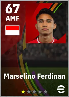 Marselino Ferdinan eFootball 2026 player card — 67 OVR AMF