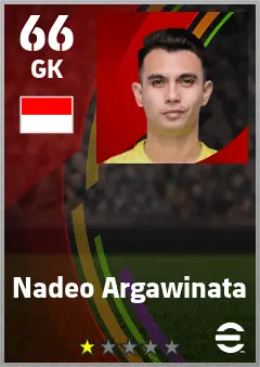 Nadeo Argawinata eFootball 2026 player card — 66 OVR GK