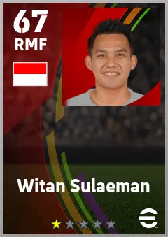 Witan Sulaeman eFootball 2026 player card — 67 OVR RMF