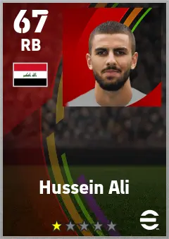 Hussein Ali eFootball 2026 player card — 67 OVR RB