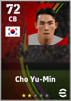 Cho Yu-Min eFootball 2026 player card — 72 OVR CB